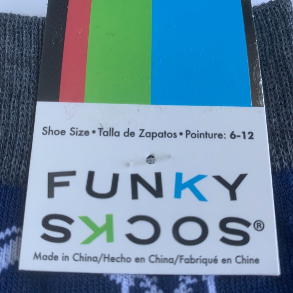Funky Socks Men's Blue Crew Dress Socks Baseball - Picture 3 of 5